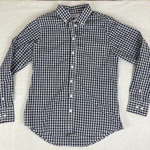 Chef Works Womens Gingham Button Down Shirt Black White Small Fitted